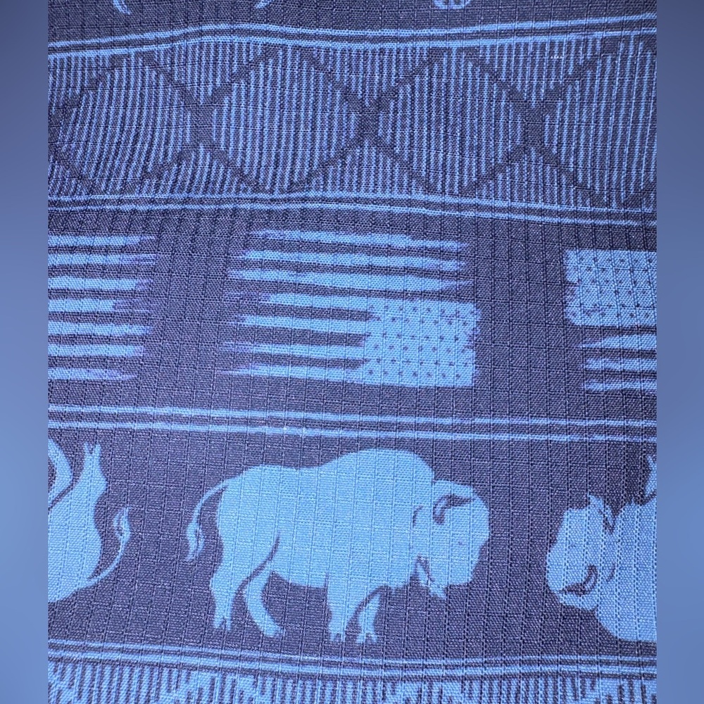 Sun River Clothing Co XL Button-Up Shirt Blue Western Buffalo Print Short Sleeve - Picture 4 of 10